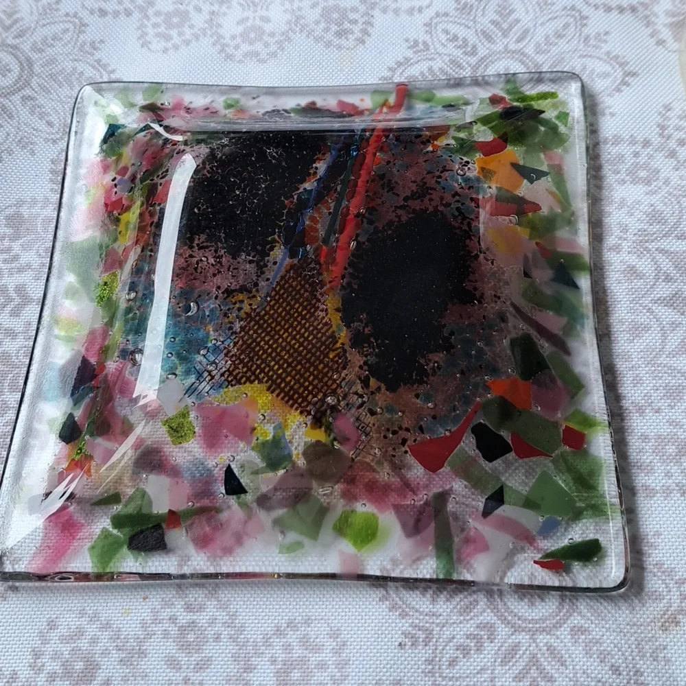 Handmade Decorative Glass Dish - Multicolor Accent Tray